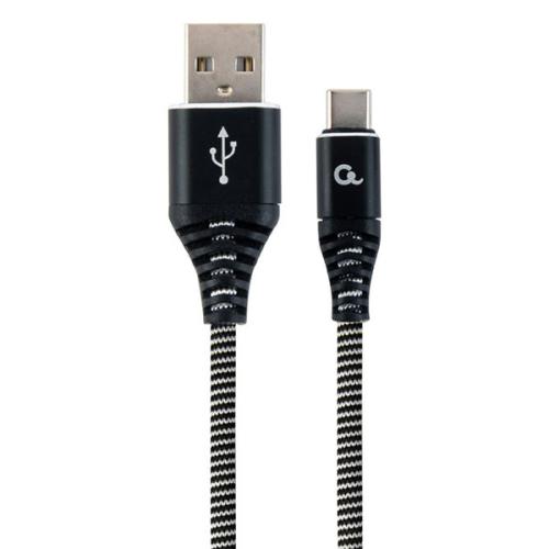 Gevlochten USB-C Oplaadkabel - 1M - Zwart/Wit