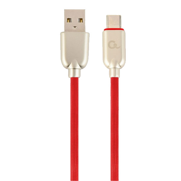 Rubber USB-C Charging Cable - 2M - Red