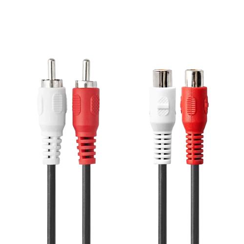 Stereo Audio Kabel 2x RCA Male naar 2x RCA Female - 2.0m