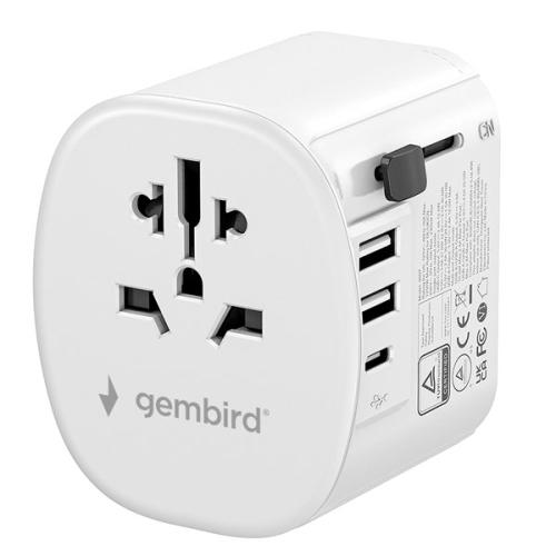 Geaarde universele reisstekker met USB lader - 15 W - Wit