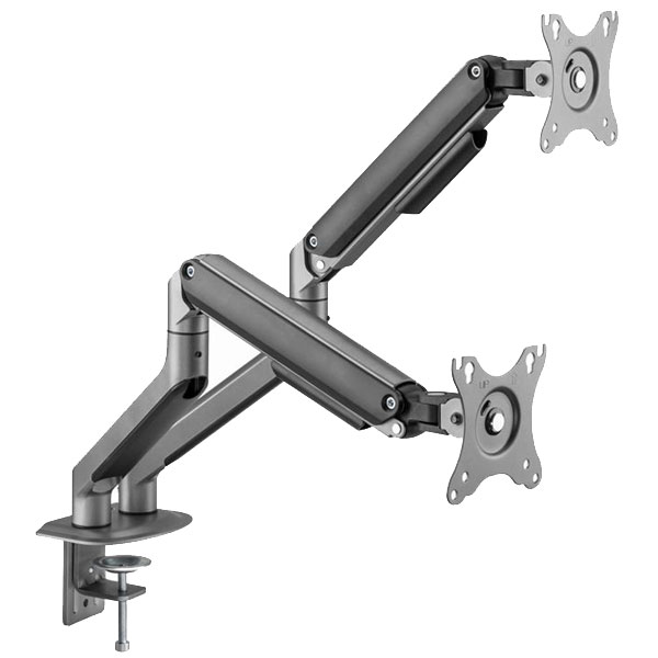 Dubbele monitorarm met gasveer, space grey
