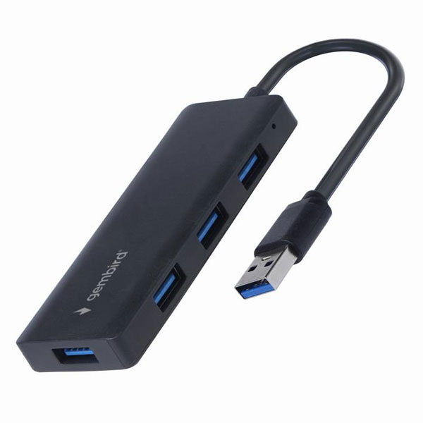 4 poorts USB 3.2 hub, 5 Gbps, zwart