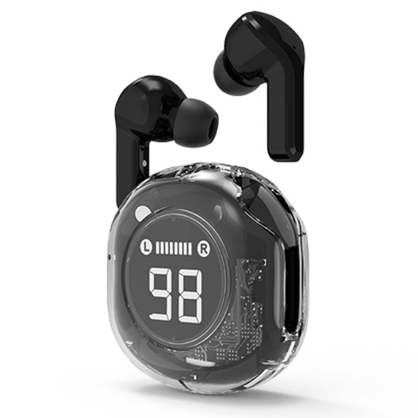 Transparante TWS in-ears, zwart