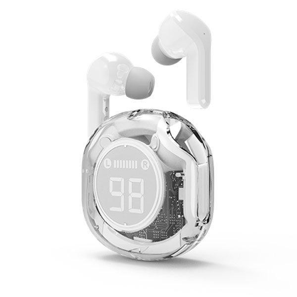 Transparante TWS in-ears, wit