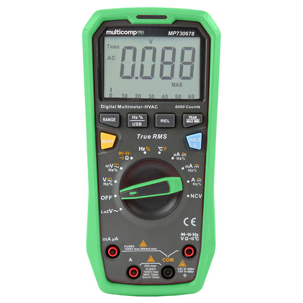 Digitale True RMS Multimeter 6000 Counts – 1000V, 20A, NCV en LoZ
