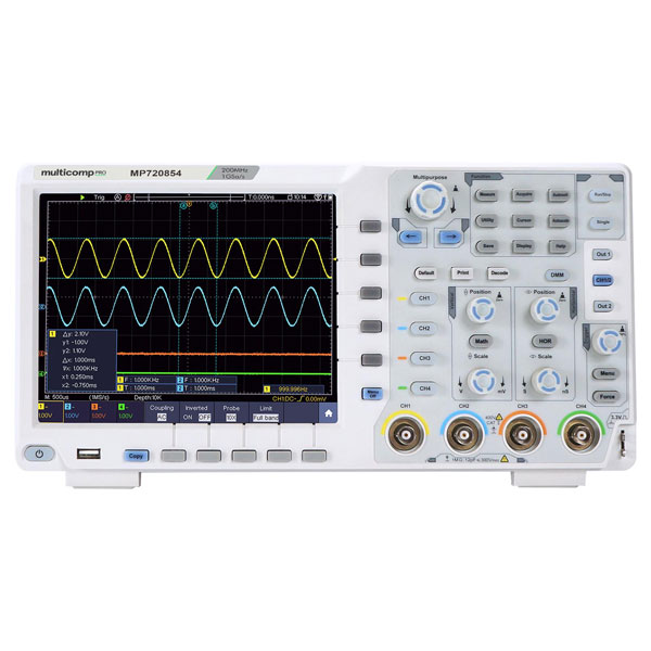 OSCILLOSCOPE, 200MHZ, 1GSPS, LCD COLOR
