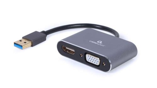 Cablexpert USB naar HDMI + VGA beeldschermadapter, space grey