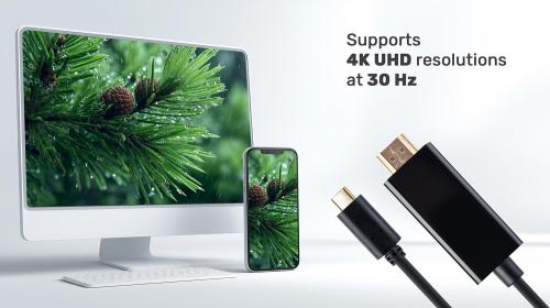 USB-C naar HDMI kabel, 4K 30 Hz, 2 m, zwart