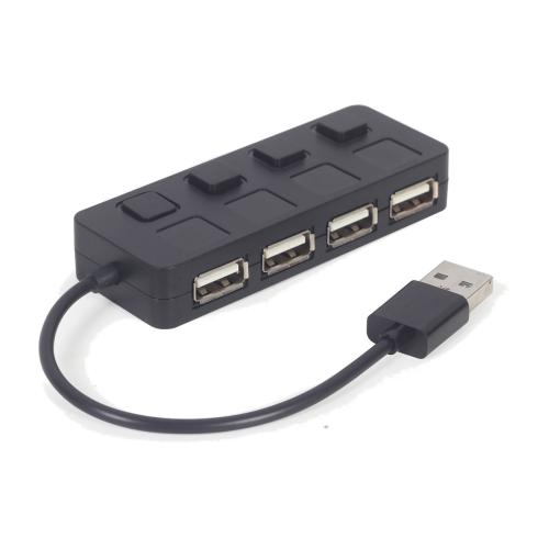 USB 2.0 4-Port Hub mit Schaltern, schwarz