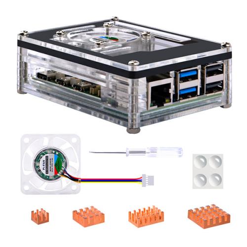 Acryl Behuizing Met Ventilator Voor Raspberry Pi 5 - Transparant