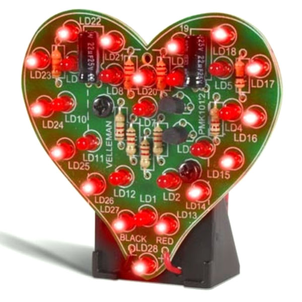 Flashing Heart Soldering Kit - 28 LEDs