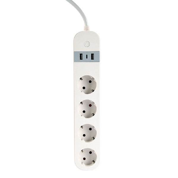 Slimme Stekkerdoos met USB - 4-voudig - Wit