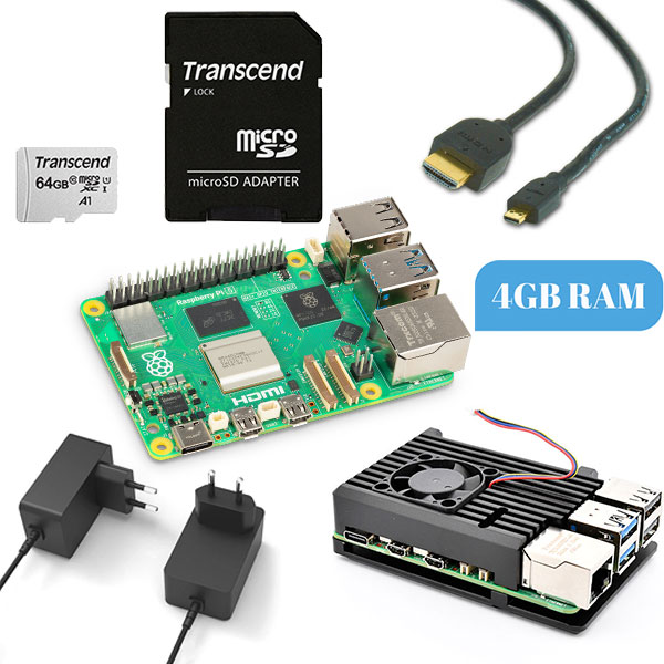 Raspberry Pi 5 4GB Starter Kit with Heatsink case + Fan