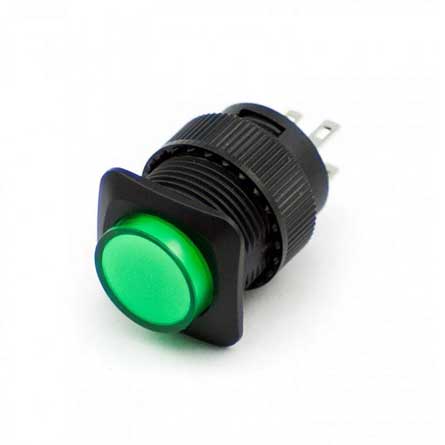 16mm Illuminated Push Button - Green