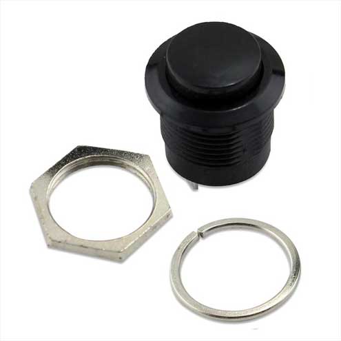 16mm Panel Mount pulse push button - Black