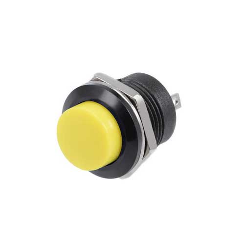 16mm Panel Mount pulse push button - Yellow