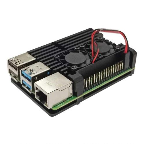 Heatsink Case Met Ventilator Zwart - Raspberry Pi 4B