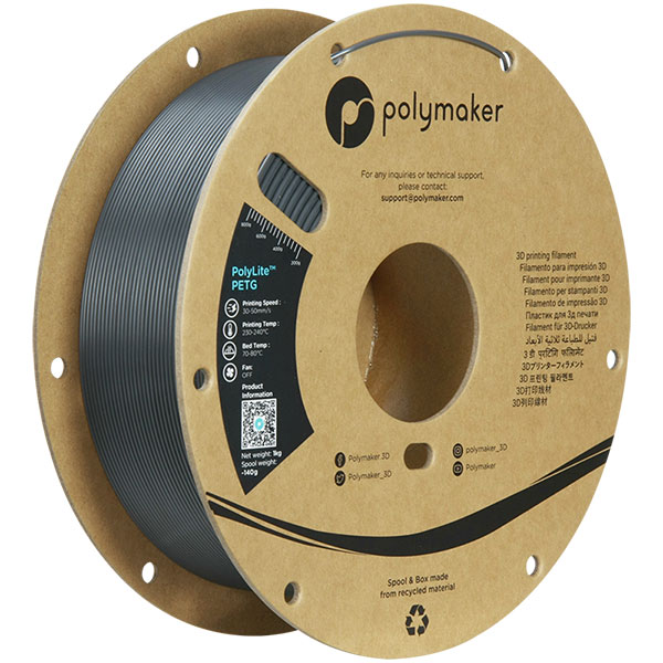 Polymaker Filament - PolyLite PETG Dark Grey - 1,75mm - 1KG
